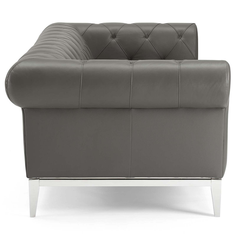 Etta Avenue Strick Bolton Monaghan Button tufted Leather Sofa Reviews Wayfair